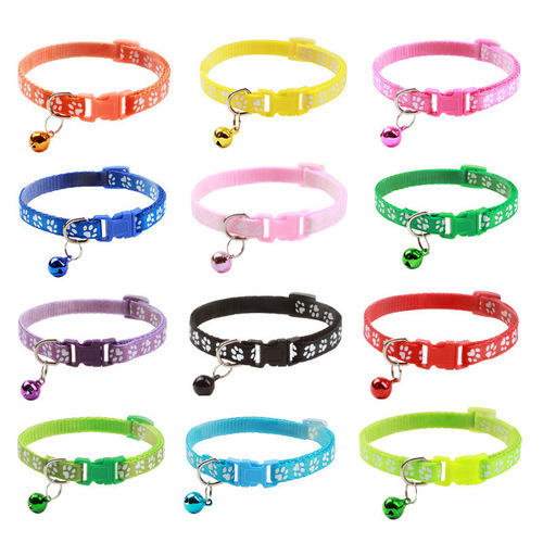 Pet Supplies Direct Selling Cat Bell Collar Dog Collar Dog Print Cat Collar Neck Collar Adjustable Size Collar