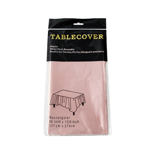 Cross-border PET glossy rose gold tablecloth birthday party party decoration 137*274 rose gold aluminum foil tablecloth