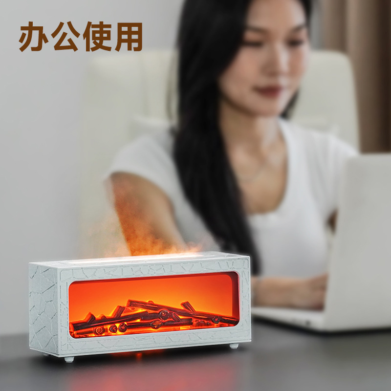 仿真火焰壁炉香薰机 桌面小型usb迷你智能遥控七彩氛围火焰加湿器|undefined