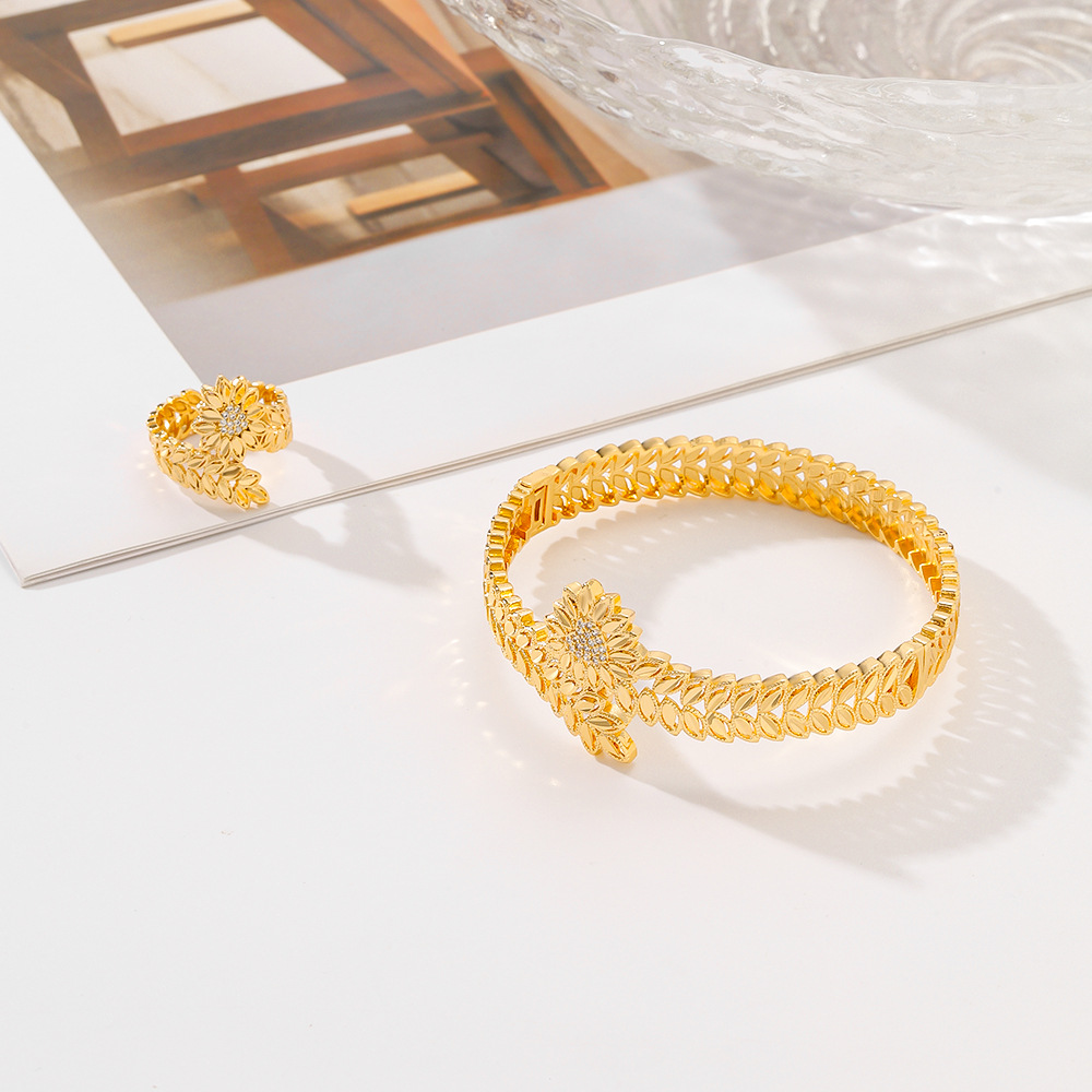 Explosiones populares selecciones transfronterizas juegos de joyería mujeres pulseras de piedra de bronce anillo de boca viva dos juegos de joyería nuevo