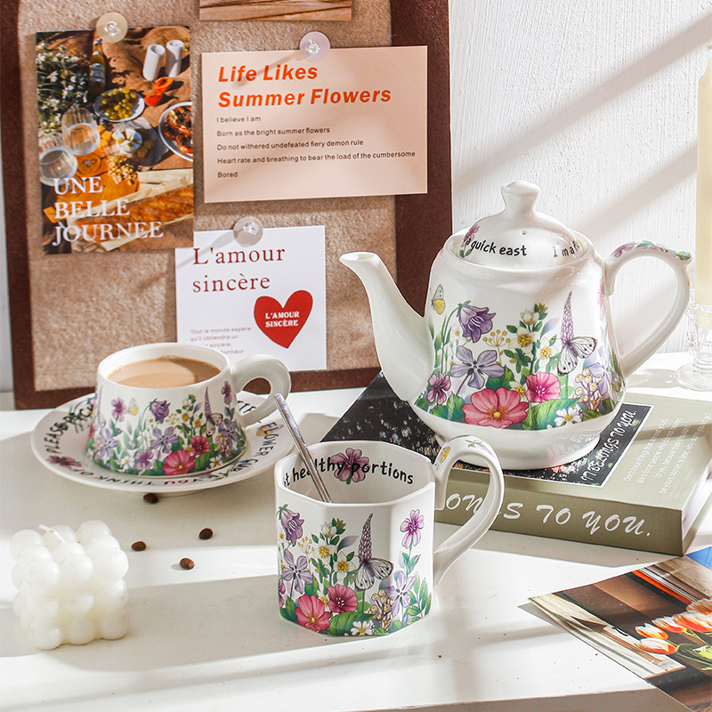 Dream Violet diseñador cooperativo original retro estilo de acuarela de cerámica de moda tazas de café platos de refrigerio plato