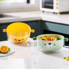 Double-layer vegetable washing basin draining basket, household kitchen new version, Taocai basin fruit washing basket, water filtering magic tool, living room fruit tray