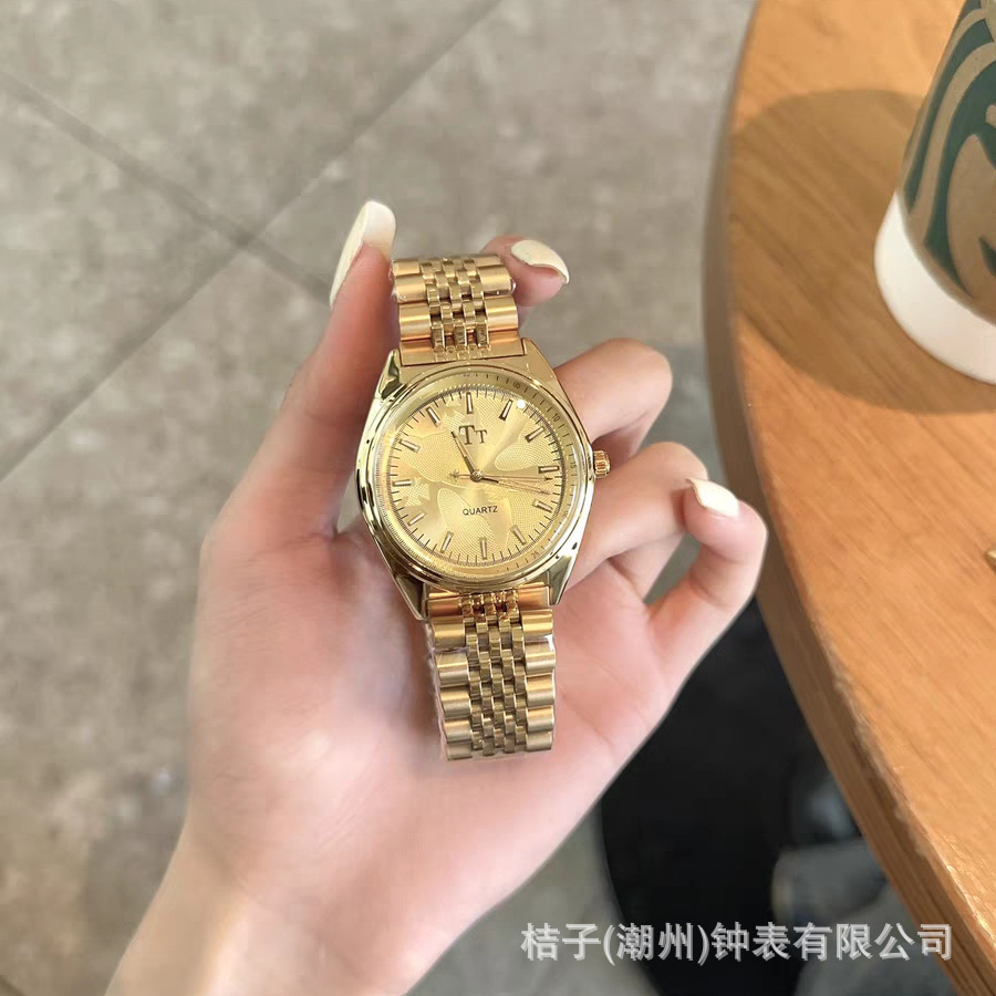 Tt Watch Ins Light Luxury Niche Women's Model Autumn and Winter Large Dial Women's Watch Rose Red 2026 Trending