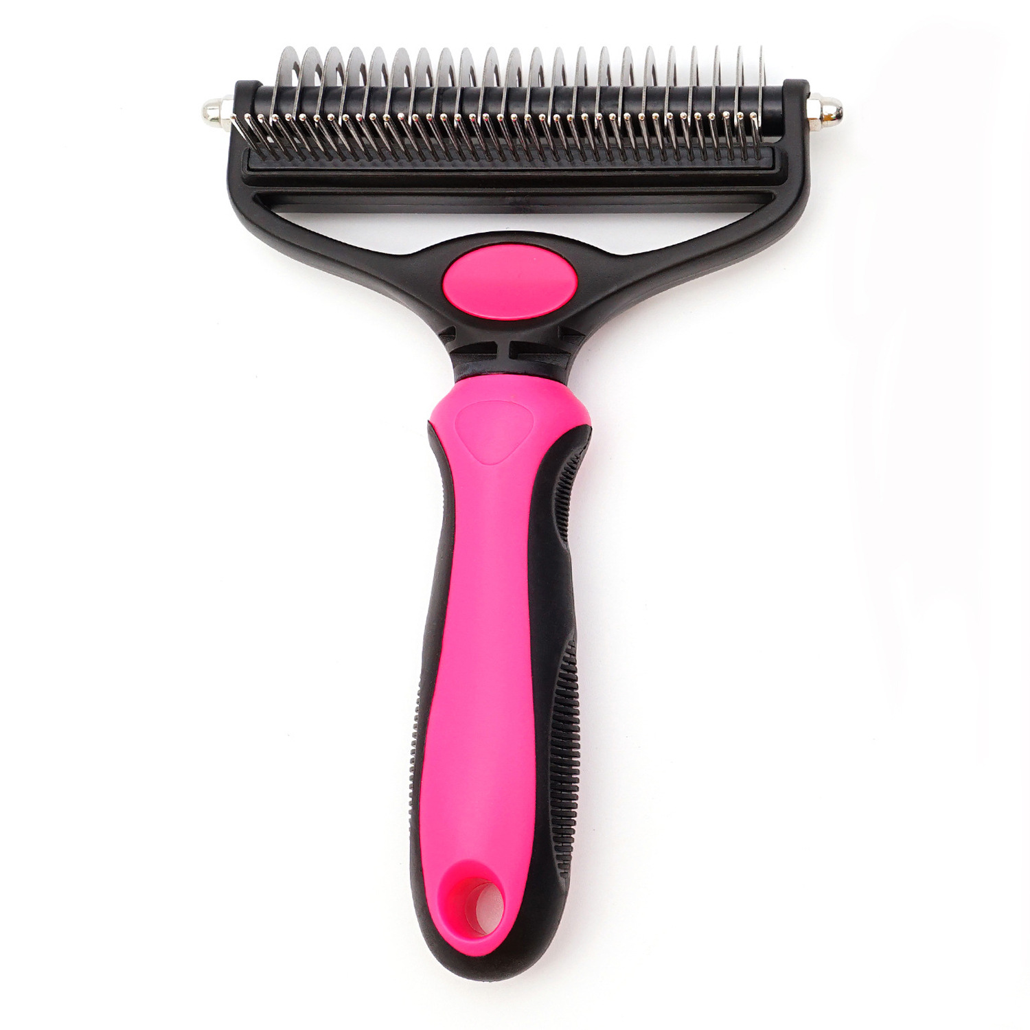 Personalizado nuevo perro peinado artefacto aguja peinado de acero inoxidable doble cara 2 en 1 suministros de peine de nodo abierto