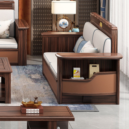 New Chinese style ebony solid wood sofa simple light luxury high-end living room combination large and small apartment villa home furniture