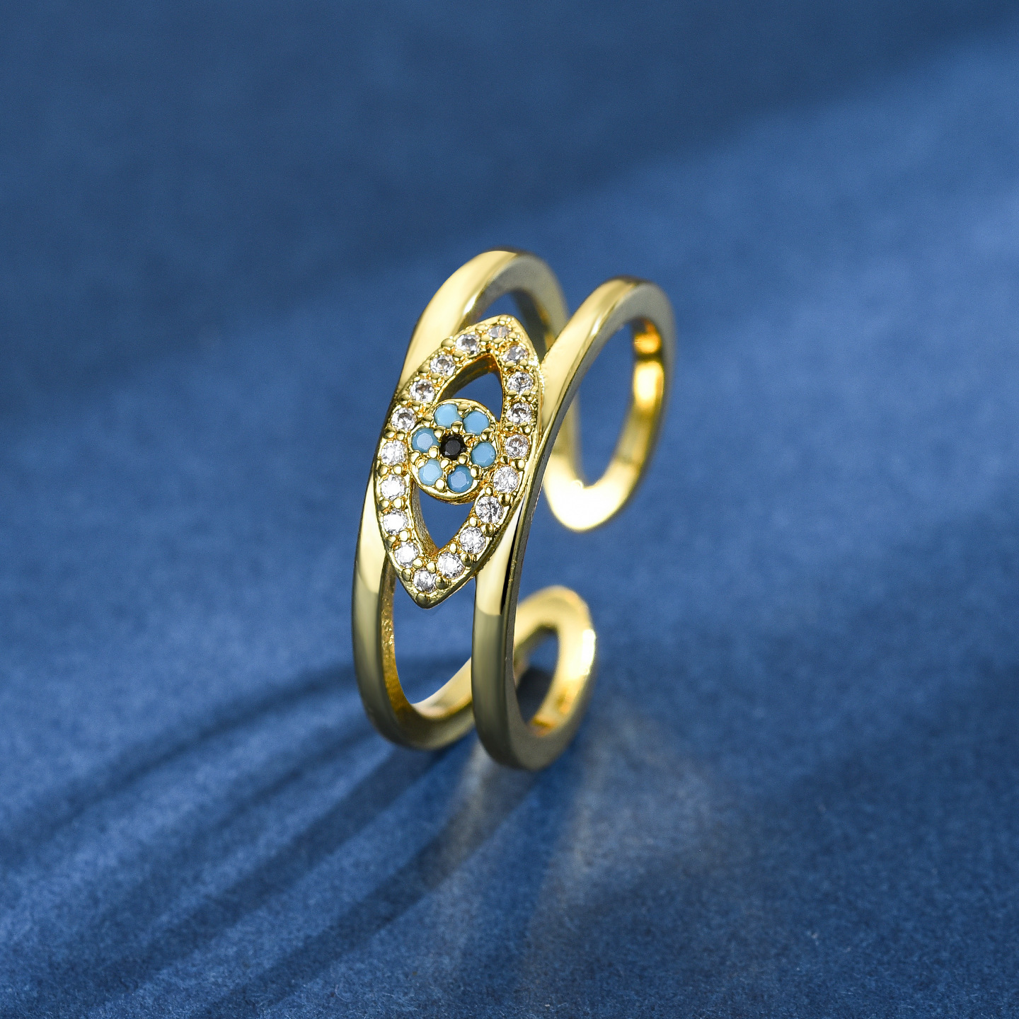 European And American Cross-Border Devil's Niche Light Luxury Versatile Blue Eye Index Finger Ring For Women,_voghion.com