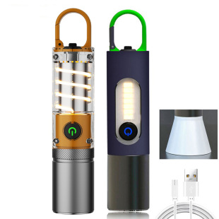 跨境新款應急多功能遠射手電工作燈側燈戶外露營強光手電筒批發