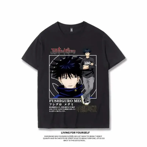 2024 Summer New Spell Card Battle Short Sleeve T-Shirt Men's Five Lines Wukong Japanese Anime Half Sleeve 