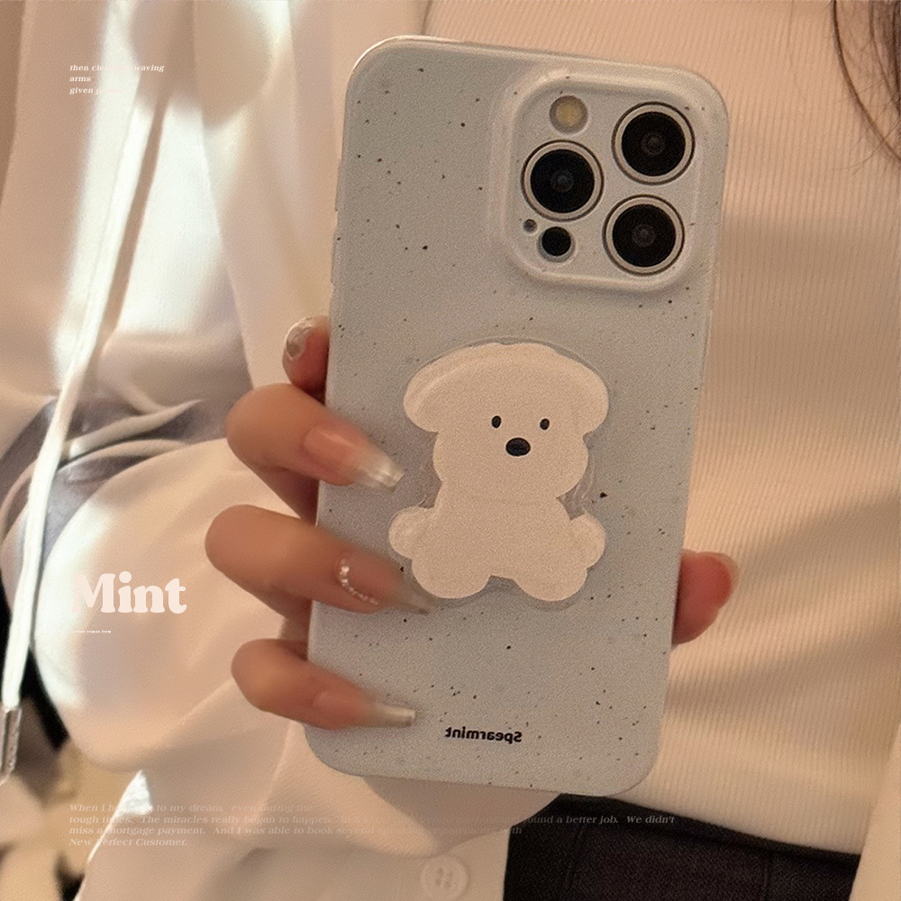 Funda para Teléfono iPhone 15 Pro Max con Soporte de Cachorro Estilo Coreano, Compatible con Apple 14, Película Protectora Suave, Cobertura Total 16, 17 image 4