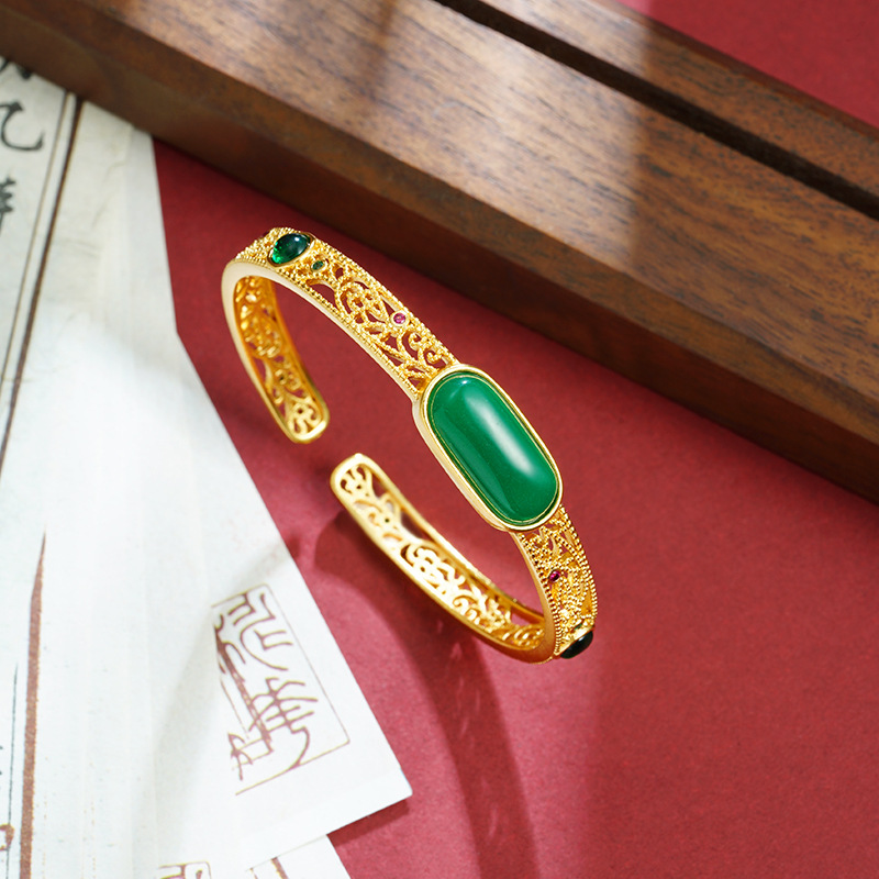 Nuevo brazalete de oro de arena vietnamita estilo palacio artesanía de tallado hueco brazalete de diamantes estilo nacional no se desvanecerá joyas