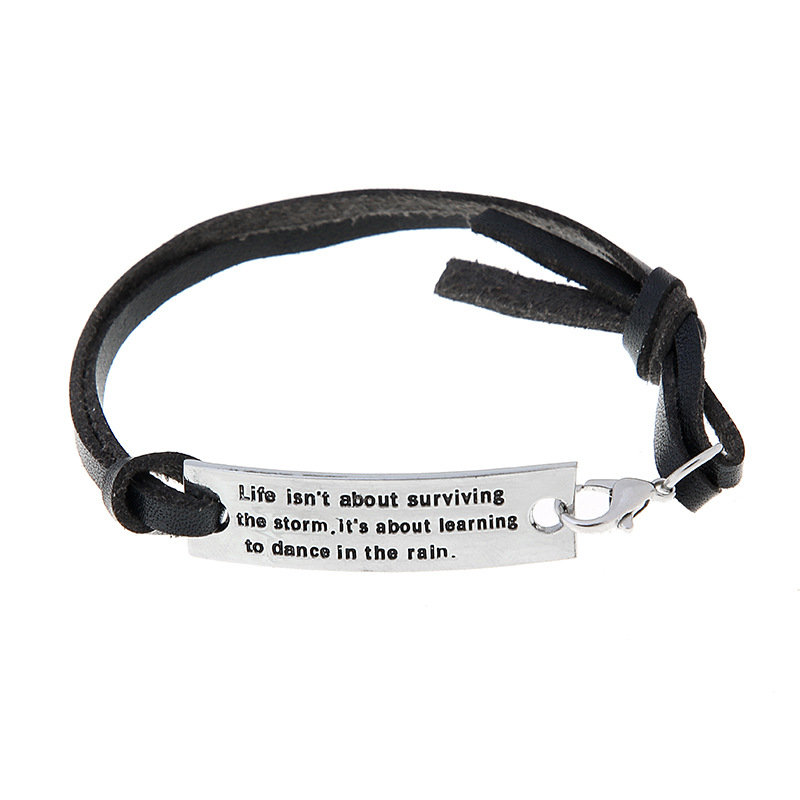 11g Weight Bracelets Classification Pu Leather Chain Material 1 Piece Quantity Daily Occasion Pu Leather, Alloy Material Letter Pattern All Seasons Season Men's Gender Plating Design Simple Style Style Simple Style Letter Pu Leather Alloy Plating Men's Bracelets Men Cord & Leather Bracelets 7