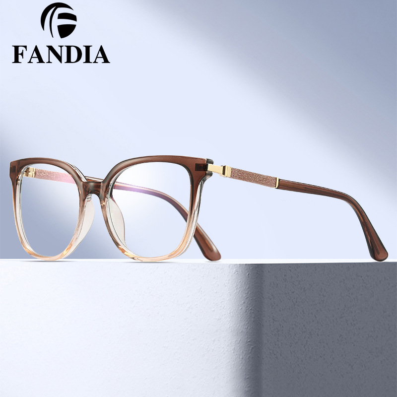 97774 Nuevas gafas anti-azul TR90 transfronterizas Gafas de montura completa Gafas planas de moda europea y americana para mujer