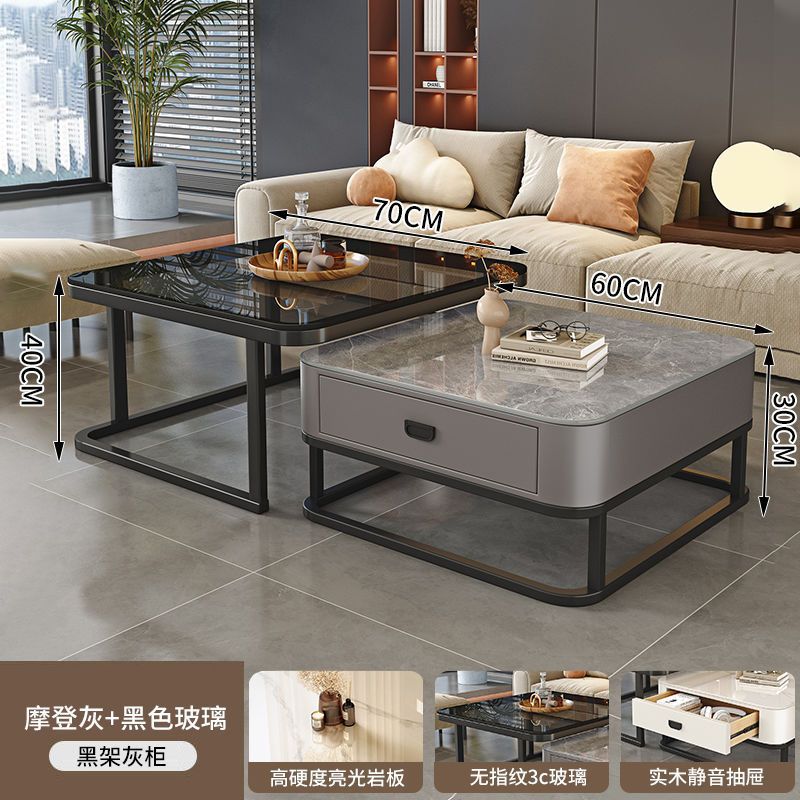 블랙 선반 + 그레이 캐비닛 모던 그레이 + 블랙 유리