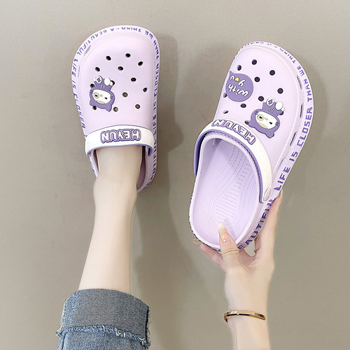 Slippers for women to wear summer Korean style cute ins fairy style nurse toe-toe half slippers thick-soled beach clogs