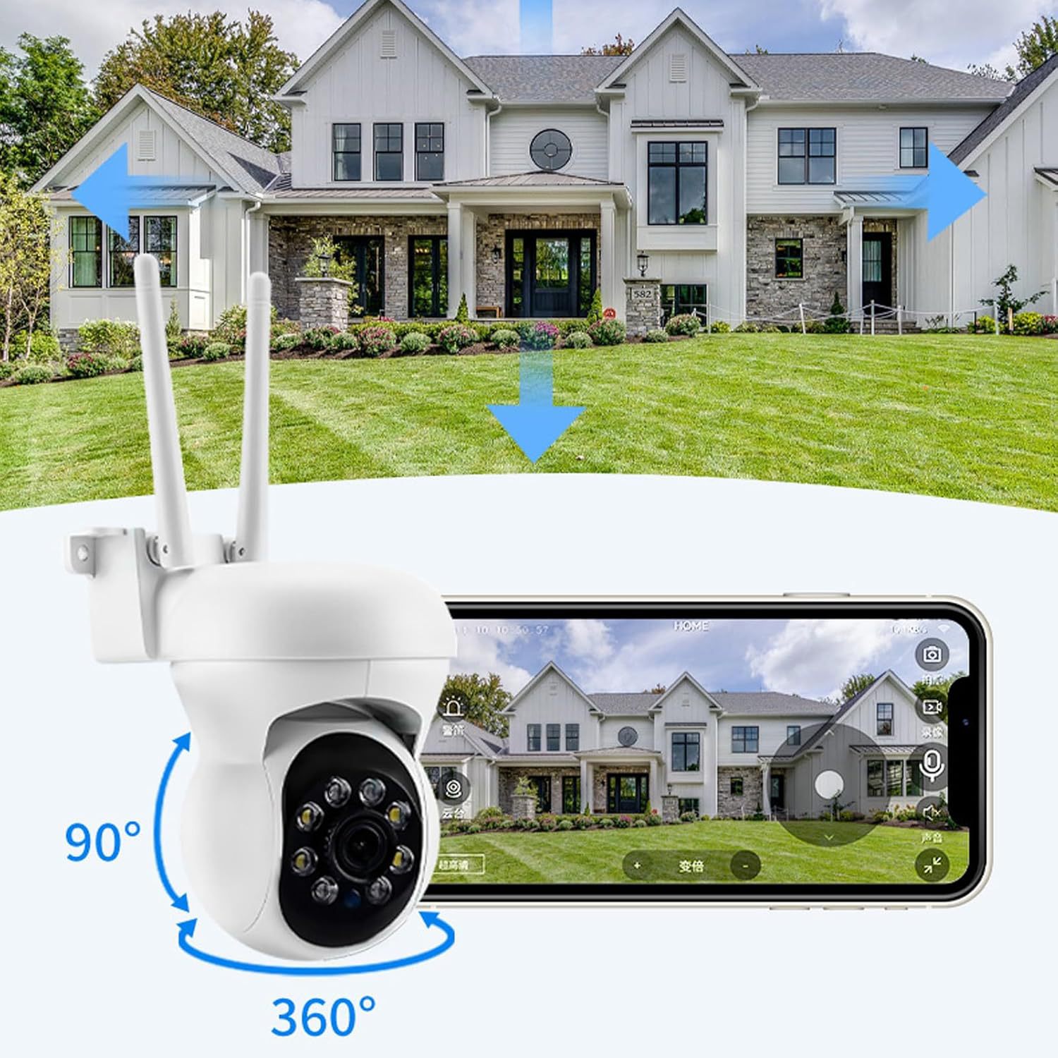 K21 security camera panoramic high-definition 1080p surveillance full color night vision outdoor camera ptz360 degree rotation 4