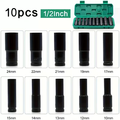 Socket Set, 10-Piece Pneumatic Extended | Mühərrik tənzimləmə alətləri - 10-piece-set