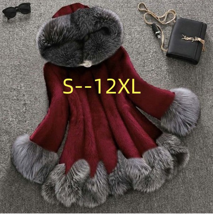 2025 Autumn and Winter New Fur Outwear Outwear Women's Mid-Length Mink Fur Fox Fur Collar Imitation Fur Women's Outwear