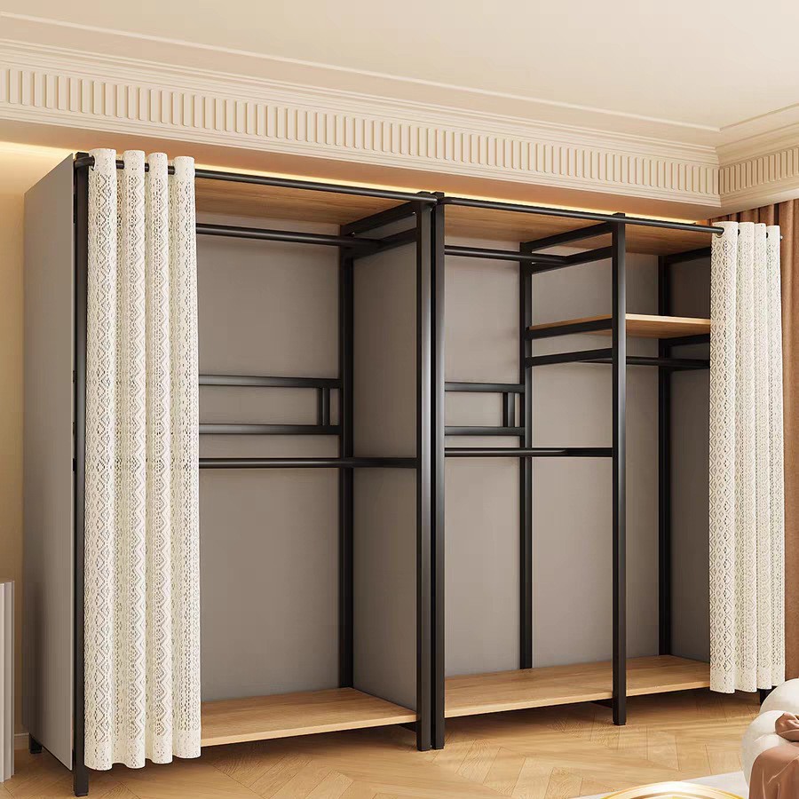 Wardrobe Simple Assembly Entry Cabinet Bedroom Home Metal Coat Rack Rental Room Wardrobe Small Bedroom Wardrobe
