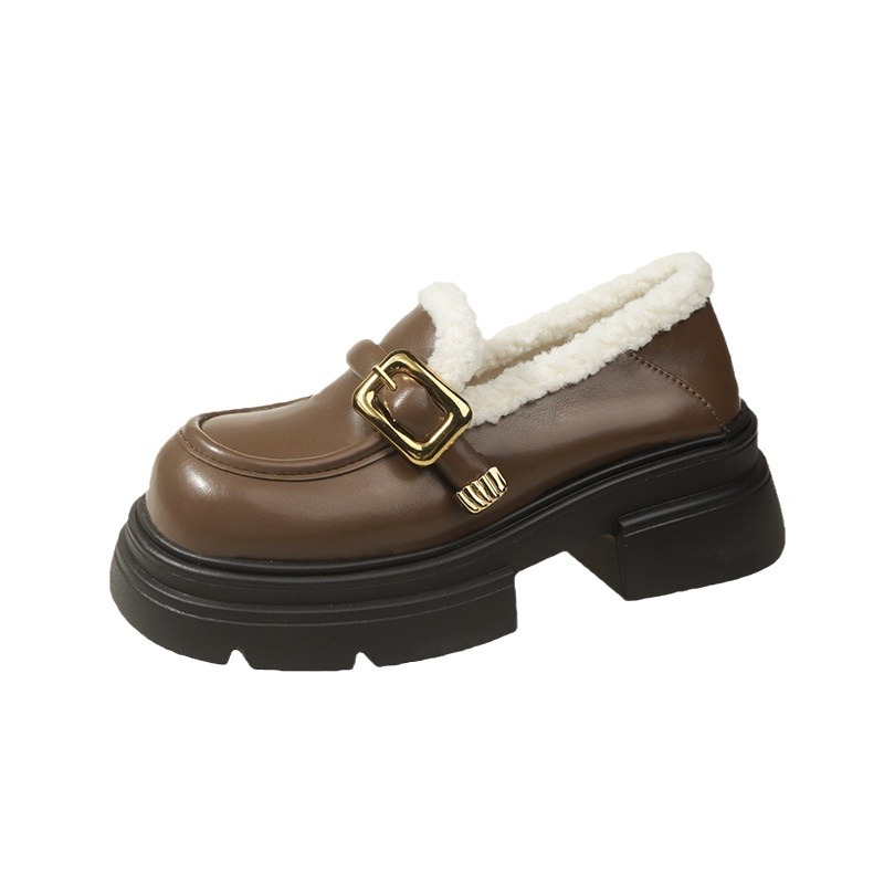 Berühmtheit Beliebte japanische vielseitige JK Lefu kleine Lederschuhe für Damen 2023 Herbst/Winter Neue Retro-Plüsch-Einzelschuhe mit dicker Sohle_voghion.com