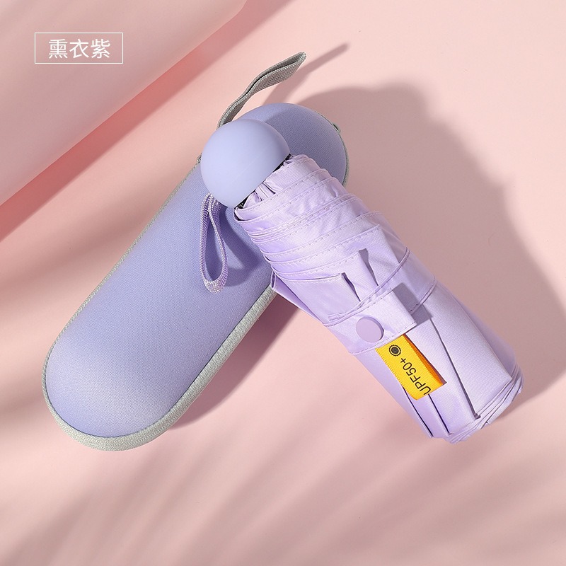 Cápsula paraguas protección solar Protección UV paraguas reforzado de ocho huesos paraguas cinco veces pequeña sombrilla portátil