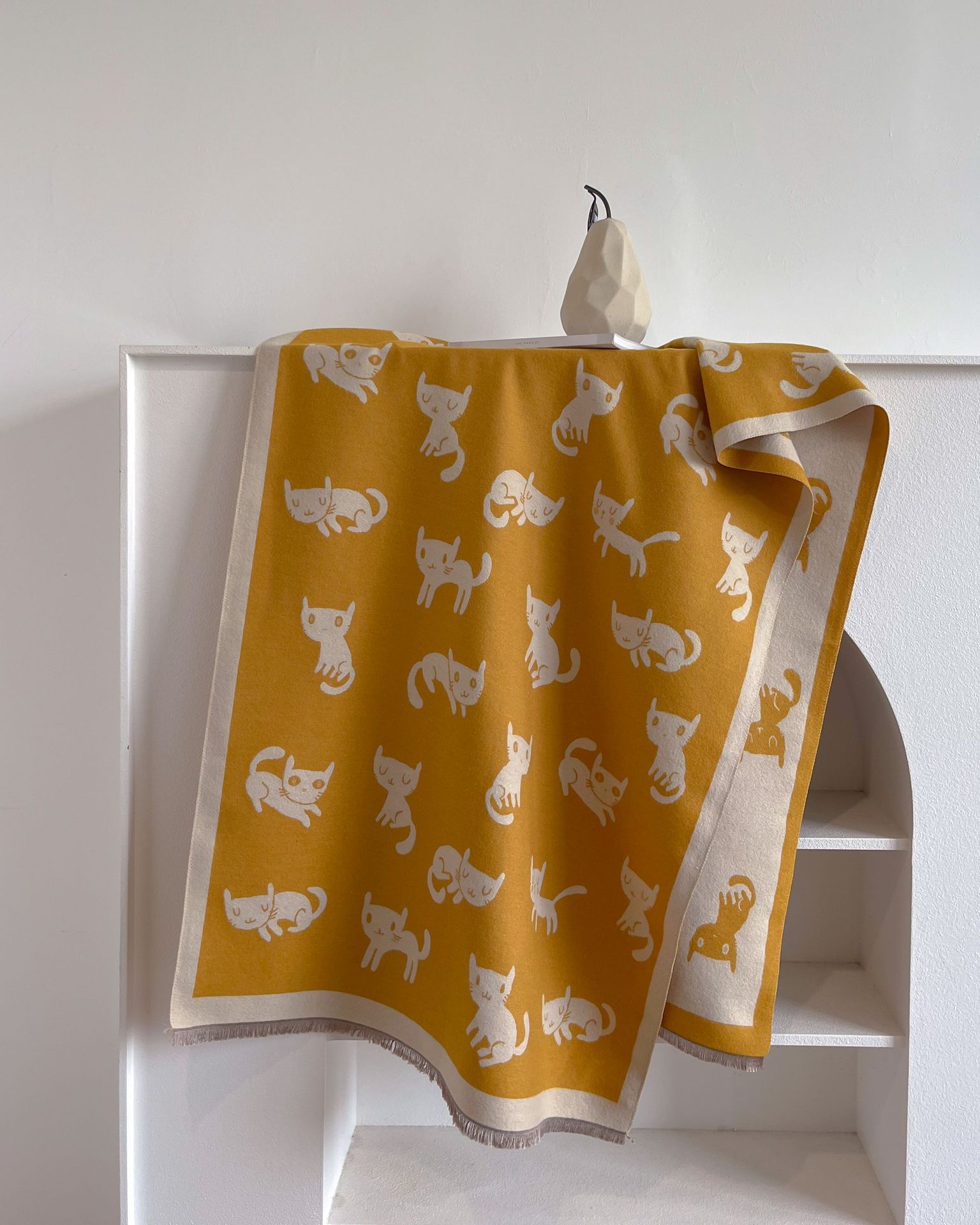 Estilo coreano gatito impreso largo engrosado exterior cálido chal Otoño e Invierno Nueva Cachemira-como doble cara bufanda jacquard