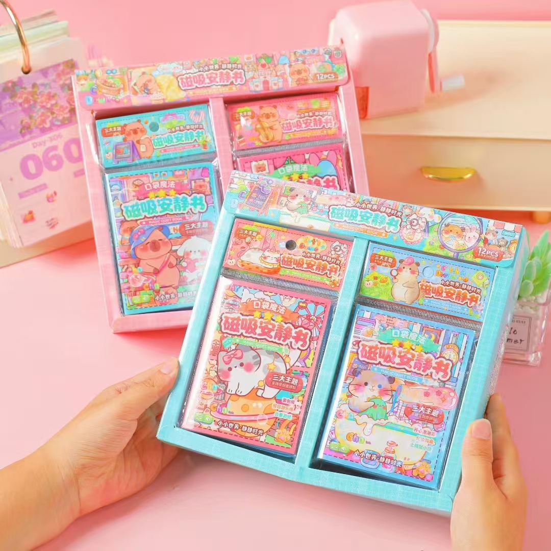 Shang Super nuevo mini libro de pegatinas de absorción magnética para niños hechos a mano DIY niñas estudiantes de primaria de bolsillo libro magnético silencioso image 1