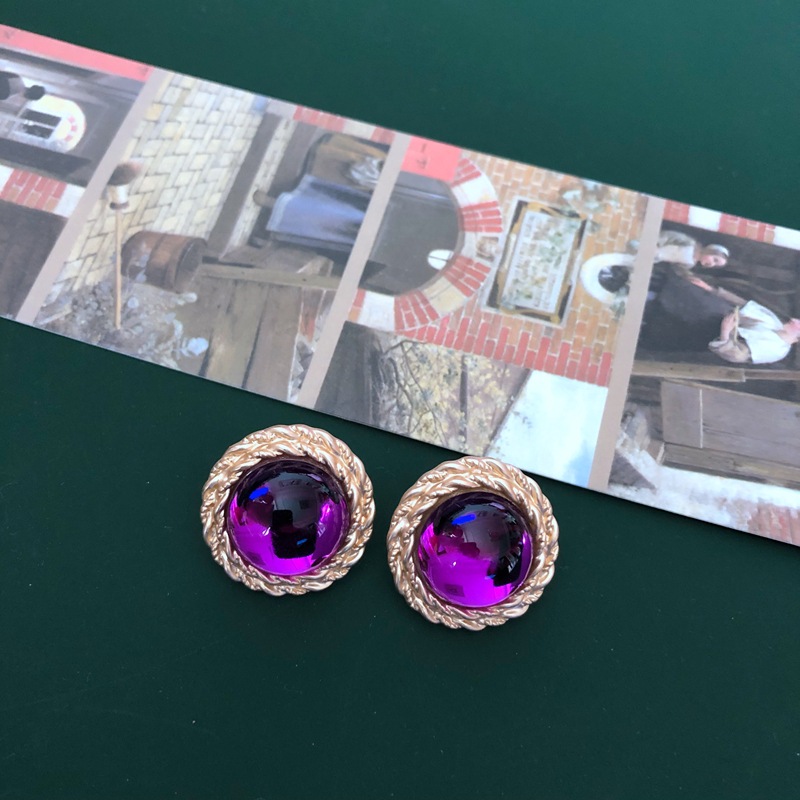 9g Weight Other Inlay Material Earrings, Ear Studs Classification Flower Pattern Women'S Gender Simple Style Style Purple, Silver Color Retro Palace Purple Rose Pearl Fashion Earrings 6