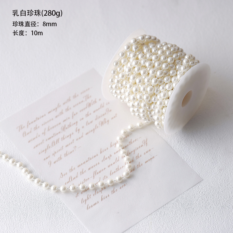 Nuevos productos calientes Decoración navideña French Retro Pequeña fragancia Cadena de perlas Cristal Collar transparente Accesorios de bricolaje