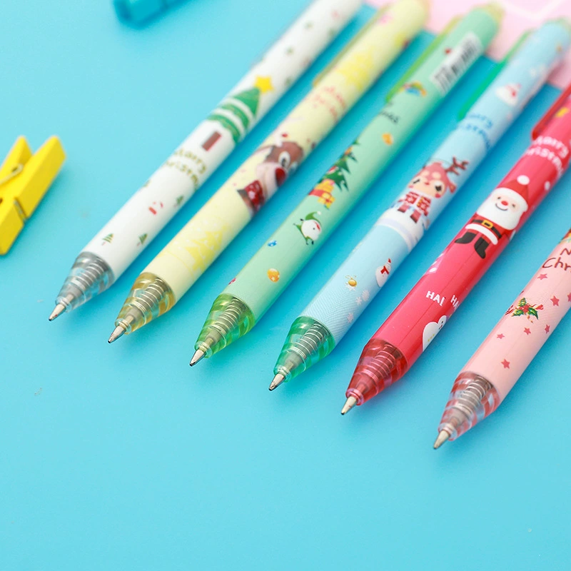 Christmas cartoon rollerball pen, black stationery for elementary school students, pencil case, water-based pen