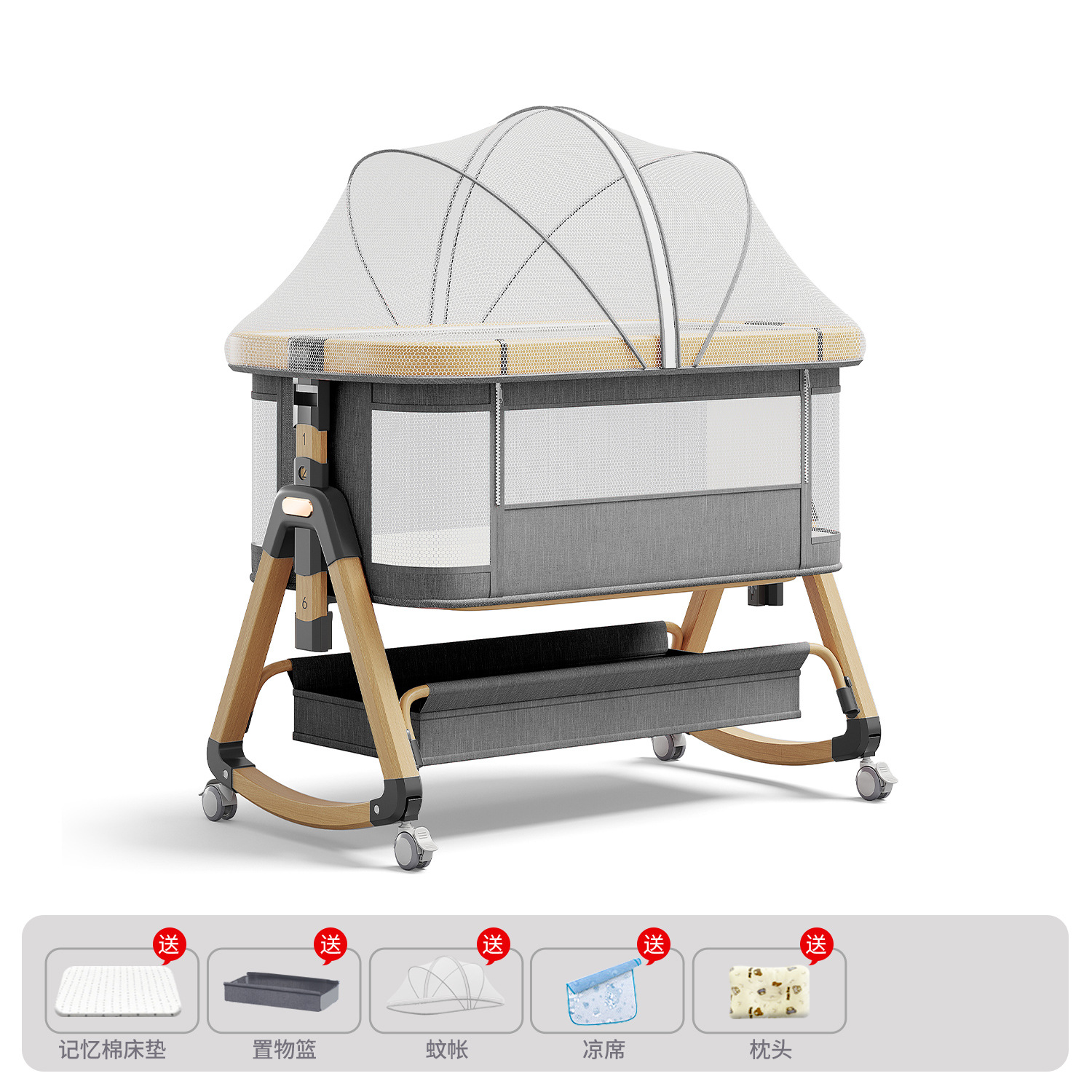 Cama de aleación de aluminio móvil portátil cuna cama plegable multifuncional bb cama recién nacida cama de empalme