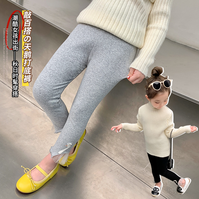 Leggings de bebé primavera y otoño desgaste exterior delgado primavera y verano estilo occidental de niña pantalones ajustados delgados pantalones delgados para niños medianos y pequeños