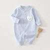 Spring and autumn conjoined pure blue embroidered bears