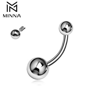 14g titanium steel navel nail steel ball body piercing jewelry inner teeth basic style navel ring European and American Foreign trade cross-border