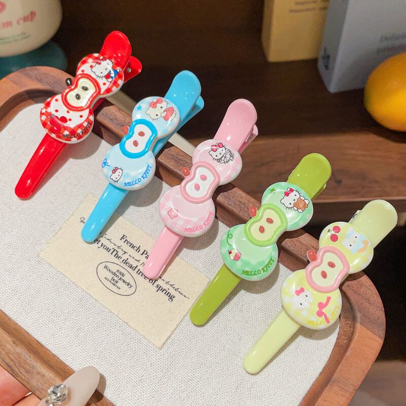 Dopamine Apple Cat Bow Tie Long Hair Clip Japanese Sweet High-Value Girl Style Duckbill Clip Hairpin Hair Accessory