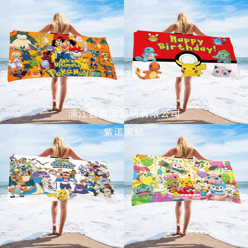 Cross-Border Amazon Microfiber Pokémon High-Definition Digital Printed Beach Towel Pokémon Bath Towel Wholesale
