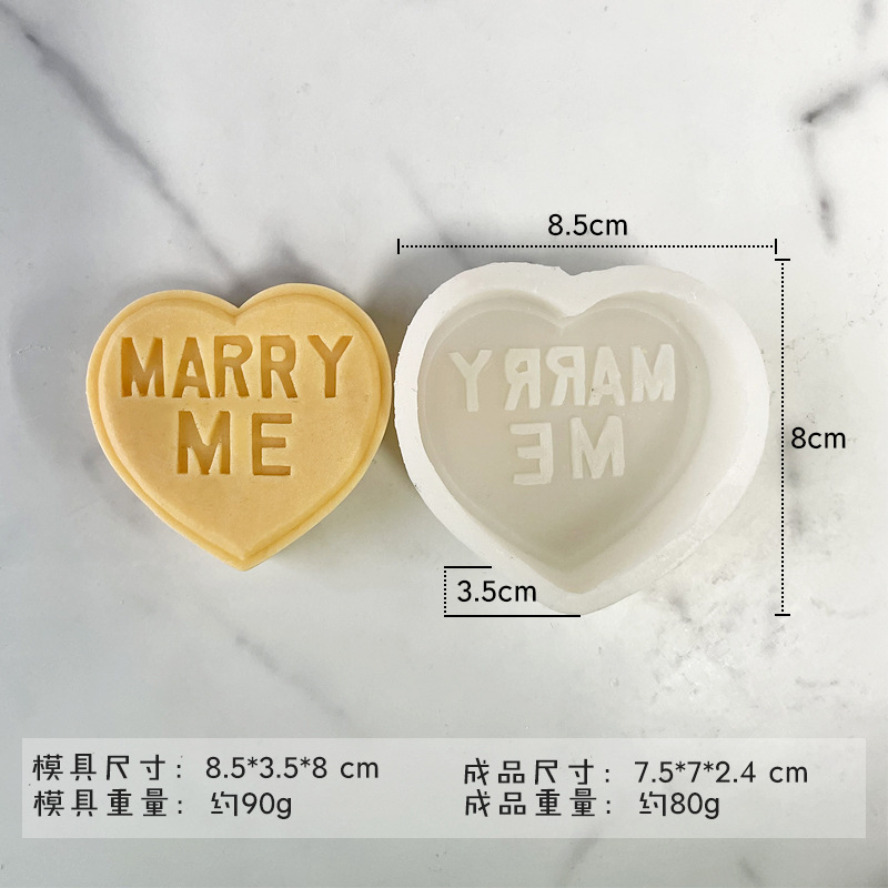 Día de San Valentín serie tridimensional carta de amor vela molde de silicona DIY amor hecho a mano jabón aromaterapia molde