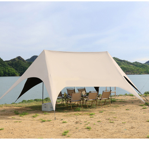 Large Quick-Open Portable Outdoor Camping Sunshade Tent with Black Coating for Sun Protection and Waterproofing