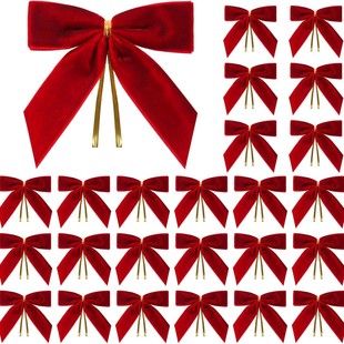 Cross-Border Spot 2.5cm Velvet Bow Christmas Tree Decoration Pendant Christmas Atmosphere Decoration Props