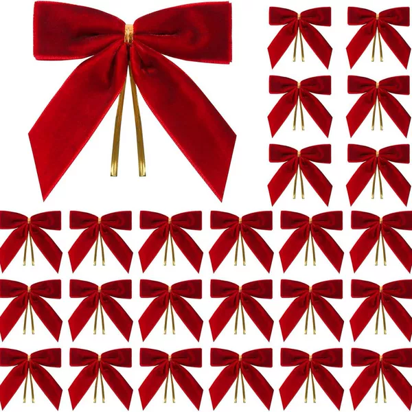 Cross-Border Spot 2.5cm Velvet Bow Christmas Tree Decoration Pendant Christmas Atmosphere Decoration Props