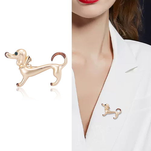 Hot-selling new creative cute oil-drip dachshund animal pin simple unisex brooch accessories