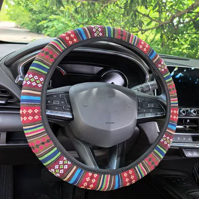 cover, AliExpress cross-border Amazon, Steering wheel cover - ethnic-style-handle-cover-with-floral-patterns-38cm