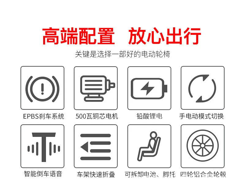 Electric wheelchair foldable four-wheel automatic intelligent wheelchair four-wheel scooter for the elderly disabled