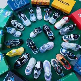 女童运动鞋商场撤柜童鞋秋款儿童跑步鞋男童皮面双网透气男童鞋子