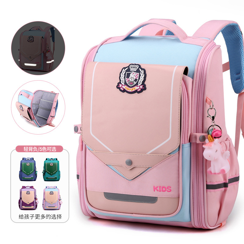 new pattern British style pupil schoolbag 1-6 grade Boys and girls schoolbag light Spinal Korean Edition Backpack