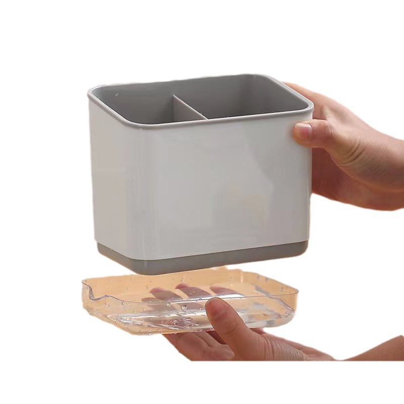 キッチン収納グッズ 水切りトレイ付き箸立て 多機能食器収納ラック 家庭用防カビ箸筒