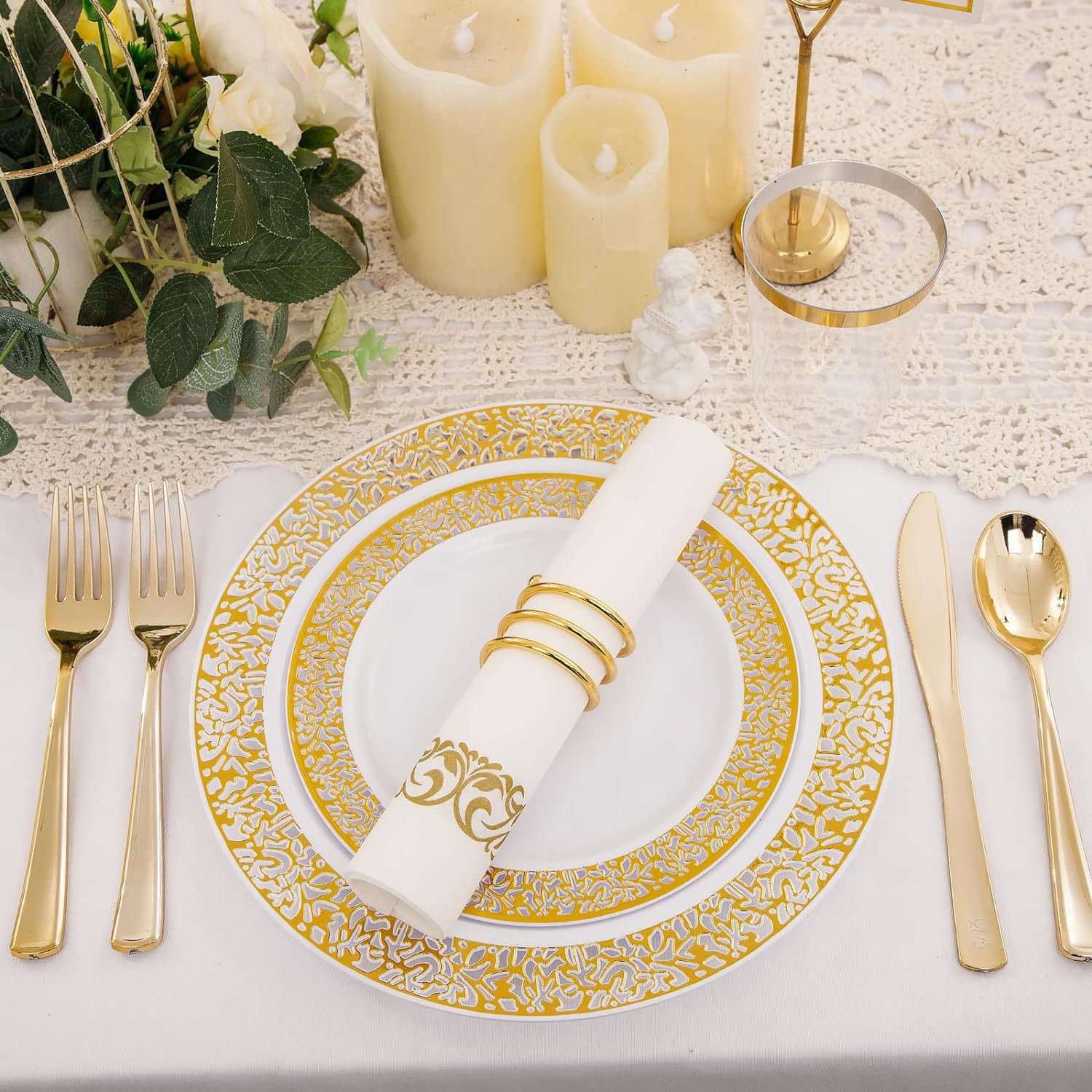 Hot gold hollow disposable disc 7.5/10.25-inch plastic wide-brimmed steak barbecue Western flat plate