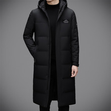 高端长款潮流白鸭绒羽绒服2025冬季中年男士商务休闲保暖防寒外套
