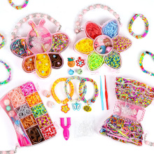 大款粉色手提彩虹橡皮筋套装 儿童手链玩具跨境手工饰品编织皮筋