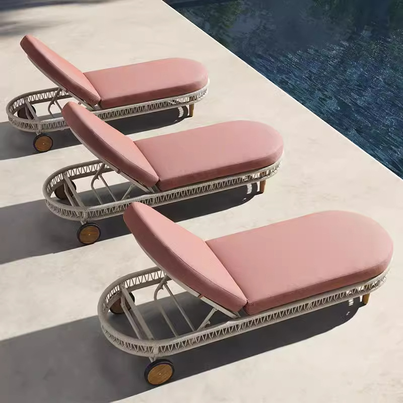 Sofá de patio impermeable al aire libre teca caña sofá jardín al aire libre residencial ocio simple combinación de madera sólida