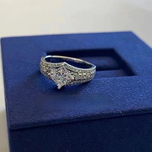 Princess Square Mosan Diamond Ring Women's 925 Silver Gold Plated Multi-layer Crown Ring Wedding Ring D Color Moissanite Ring Wholesale